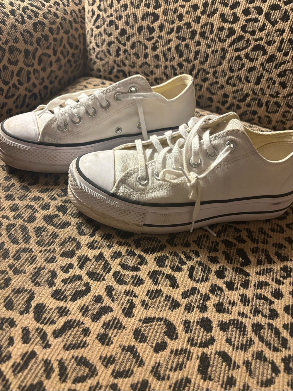 Platform Low-Top Canvas Sneakers in White
